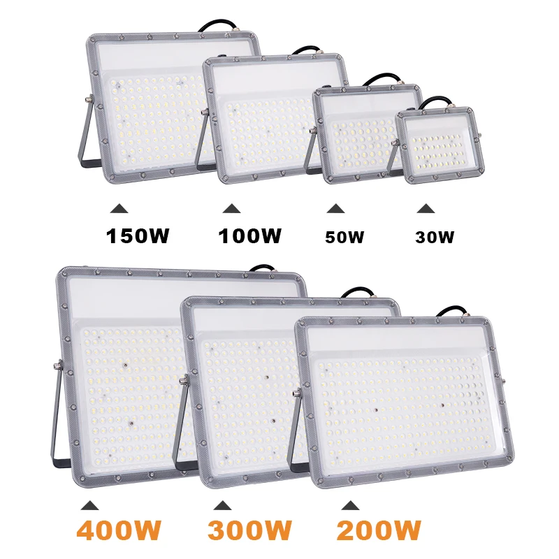 220V LED Floodlight 30W/50W/100W/140W/200W/300W/400W Aluminum SMD Chip CE Certified Cold White 6500K Road Application