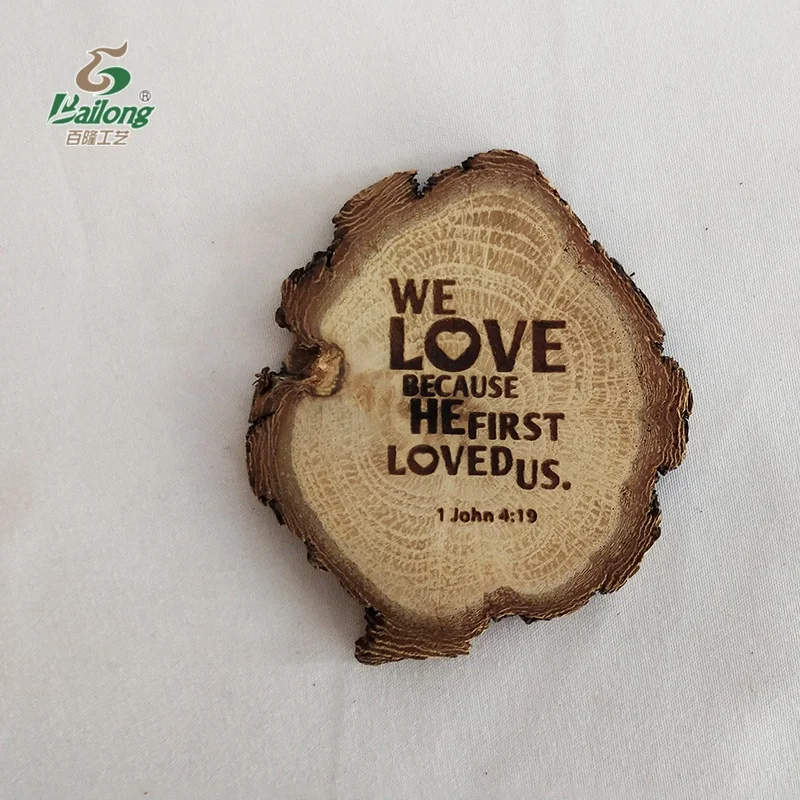 Laser engraved wood slice souvenir wood fridge magnet