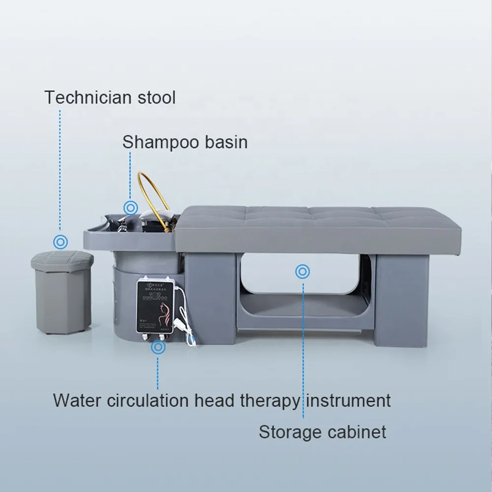 Luxury Modern Beauty Salon Hair Washing Head Therapy Spa Thai Nursing Electric Water Circulation Shampoo Bed with Tabk and Chair