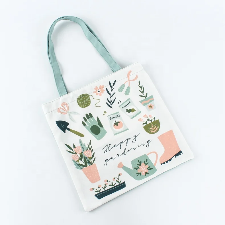 Eco- friendly reusable Color printing canvas cotton shopping tote bag for women canvas