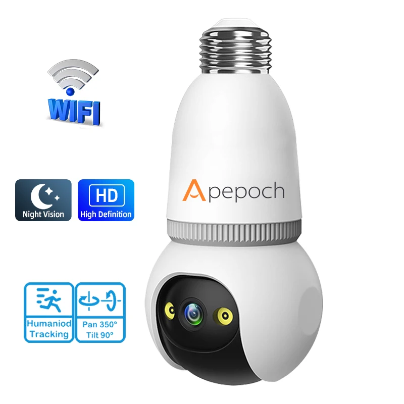 2.5GHZ 360 Panoramic Wifi HD night vision ip surveil mini surveillance home security wireless light bulb PTZ network cctv camera