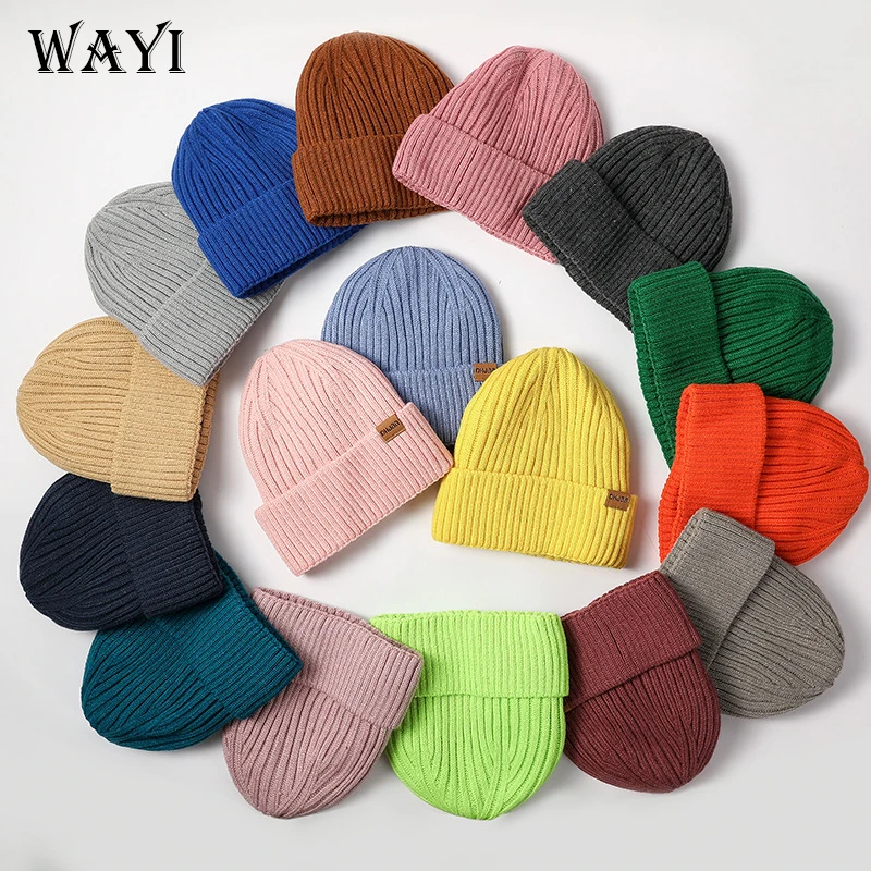 Fashion Beanie Hat Custom Your Logo Thick Heavyweight Knitted Winter Hats Custom Warm Blank Knit Beanie