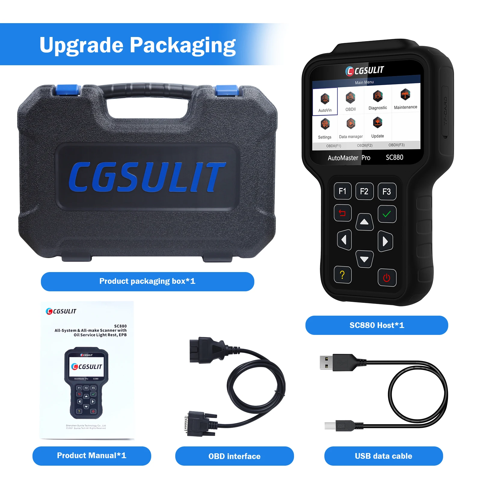 Full System CGSULIT SC880 Car OBD Tester Diagnostic Scanner for Diesel Vehicle Engine
