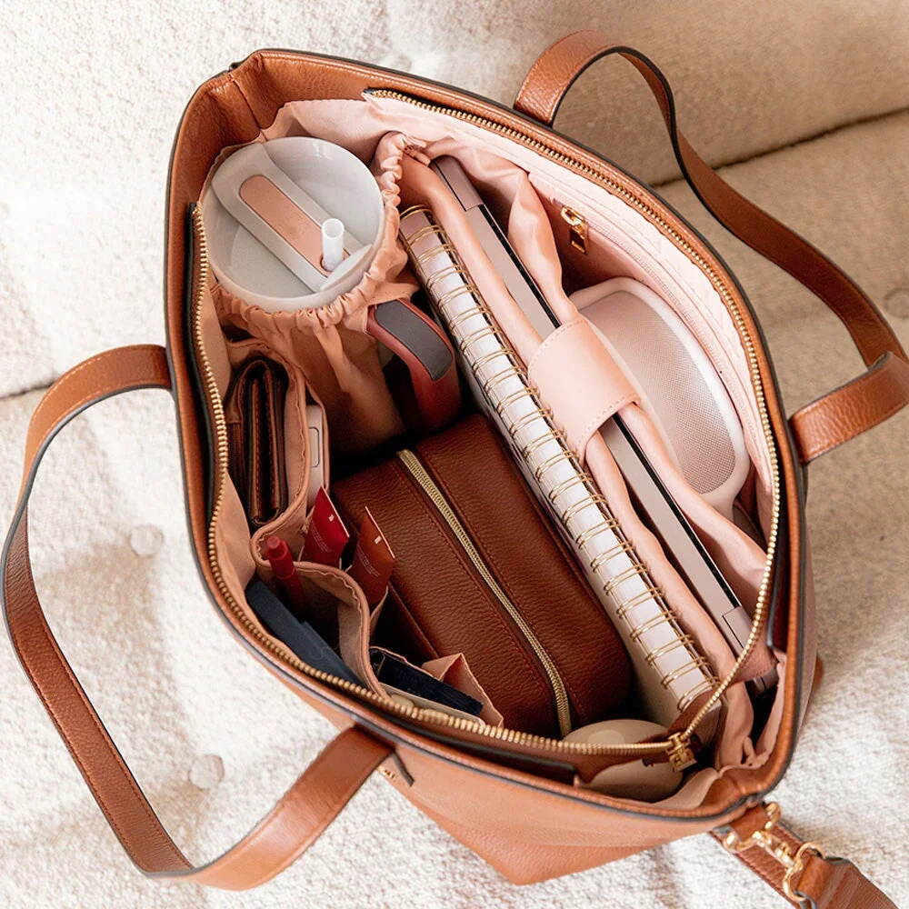 Stylishly Large Capacity Brown Leather Shoulder Bag with Removable Adjustable Shoulder Strap Travel Shopping Ladies Tote Bag