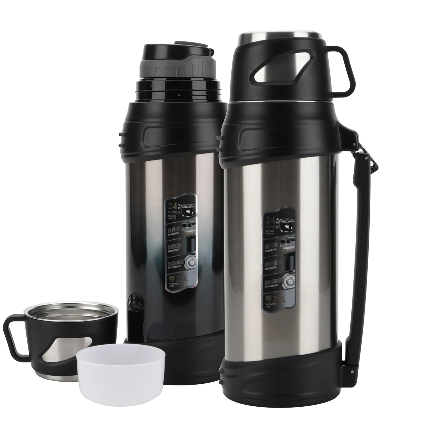 OKADI 2 Liter New Product Ideas Outdoor Self-Driving Travel Pot 304 Stainless Steel Thermos Flask