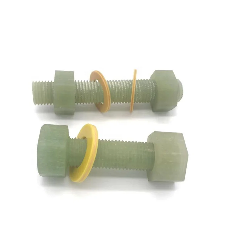 Hottest FRP GRP Insulation Fiberglass Bolts and Nuts Epoxy Fibre Threaded Rod bar Screw Stud with G10 Fiber Glass Washer M10