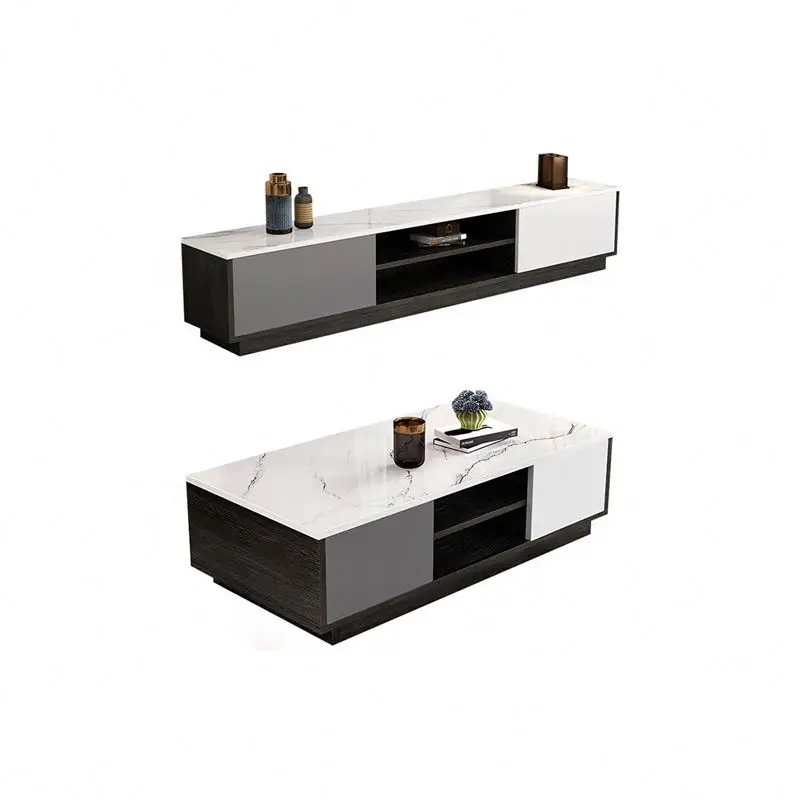 Современная мраморная Гостиная ТВ деревянный шкаф ТВ Стенд Настольный набор