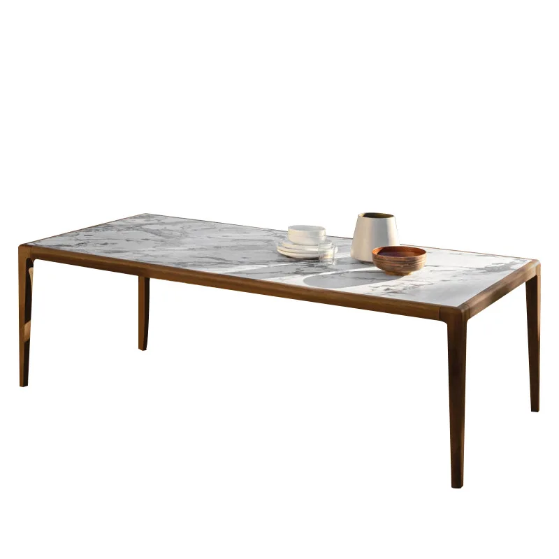 Outdoor teak rock plate dining table and chairs Villa Garden furniture Homestay Outdoor patio Nordic rattan chairs