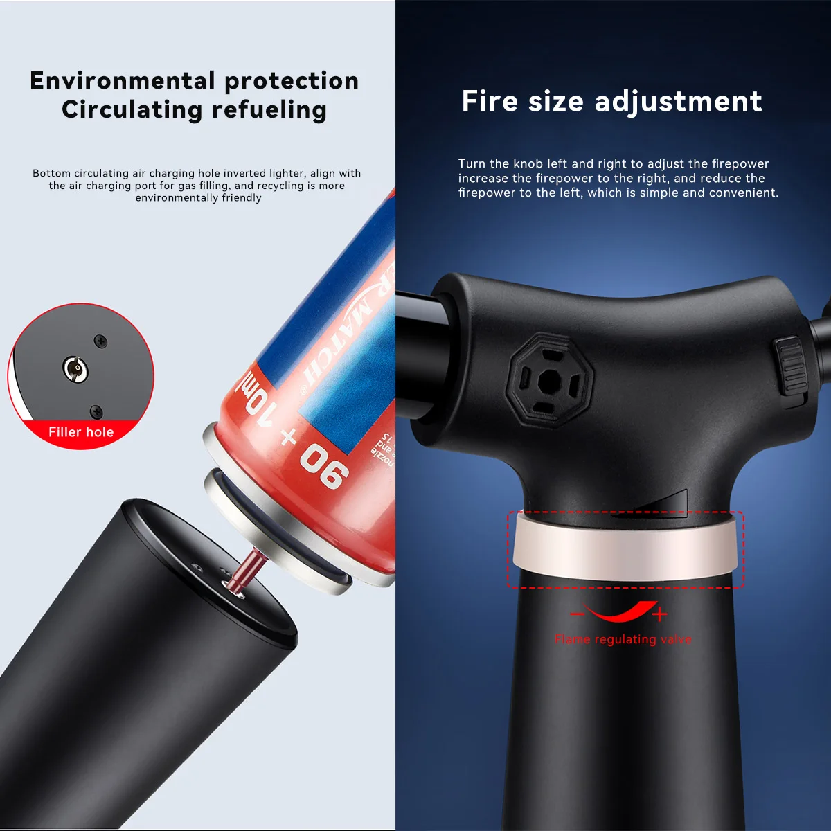 Camping Accessories Torch Lights Jet Flame Lighters Gas Refillable Windproof Butane Torch Cigar Lighter