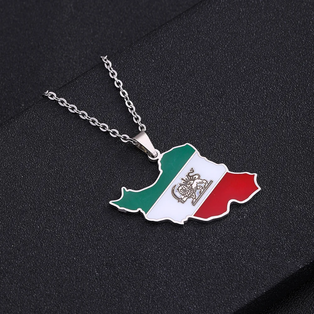 New Popular Women Gold Plated Custom Stainless Steel Iran Map Pendant Necklace
