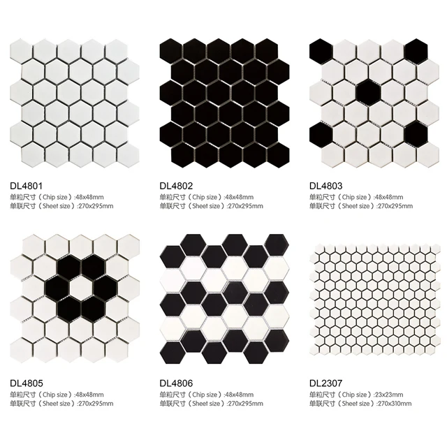 Flower pattern ceramic small hexagonal tile mosaic TIies