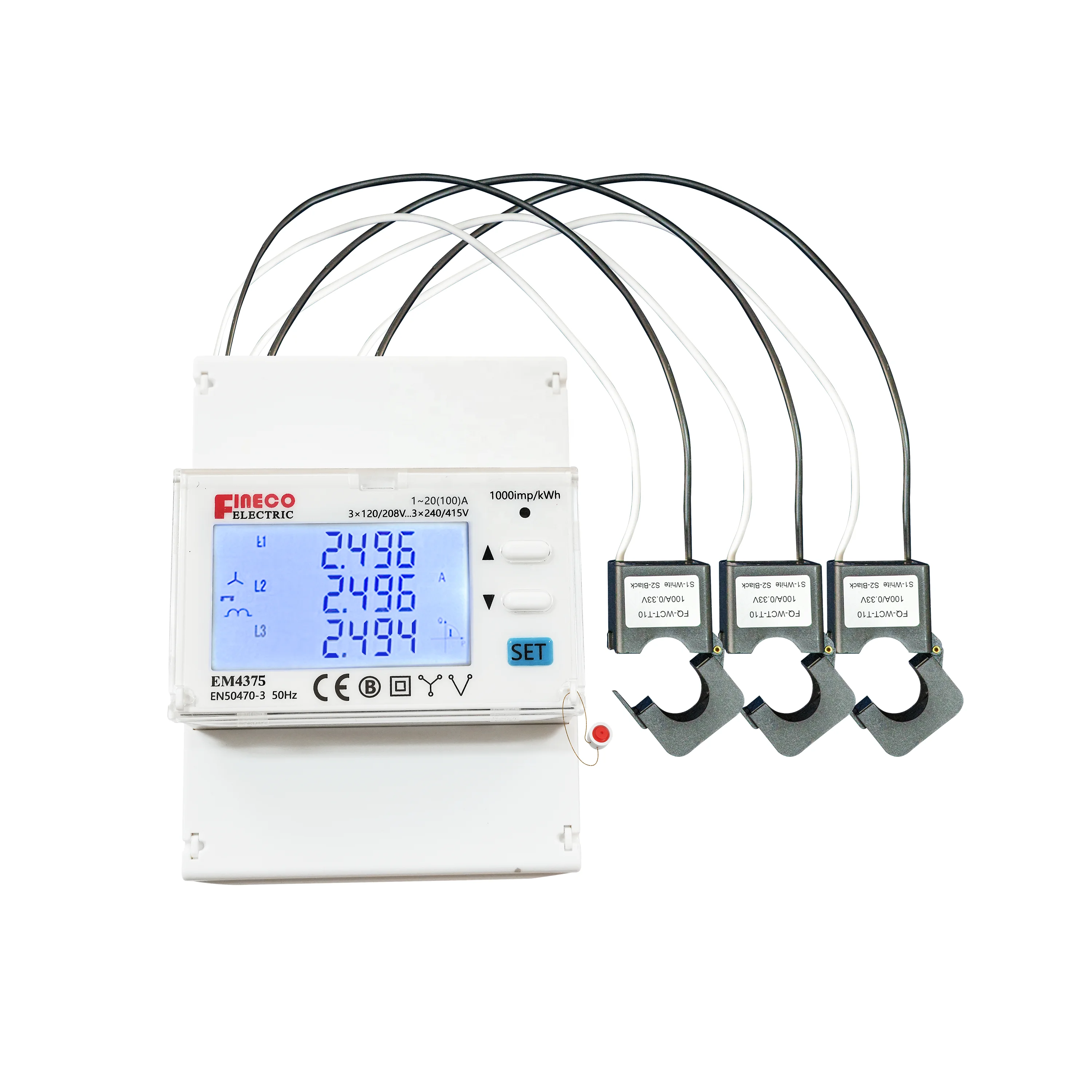 EM4375 Modbus three Phase digital energy Meter for Solar System  rogowski coil meter