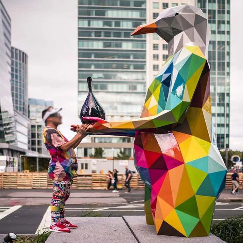 Outdoor Fiberglass Statue Diamond Animal  Abstract art statue Decoration For Public