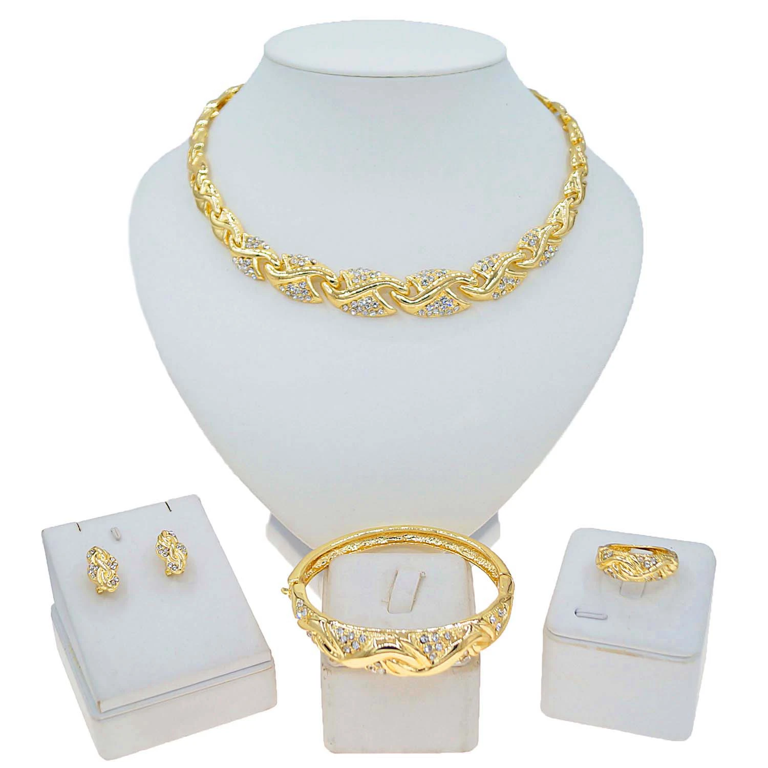 Wholesale Copper Alloy Jewelry Sets 18 K Gold Plated Dubai Jewelry Set High Quality Factory Price Accessories Nigerian Jewelry
