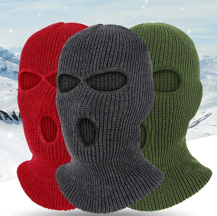 Winter Ski Mask Balaclava 3 Hole Knit Balaclava Full Face Ski Mask Men Warm Knitted Hats 3 Holes Ski Face