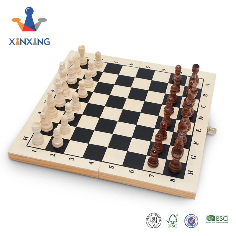 Wooden Chess , 2 in 1 Factory Direct Sales Large Wooden Chess Pieces for Boys and Girls, Family Game Board with Storage Box