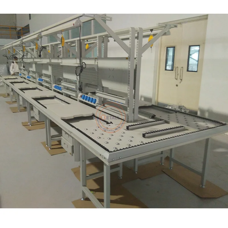 Detall workshop small motorcycle assembly line conveyor belt with roller and belt