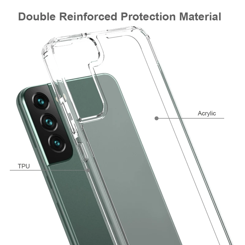 New Design 2 In 1 Transparent TPU Crystal Anti Scratch Clear Cellphone Case For Samsung Galaxy S22 Pro S22 Plus Ultra