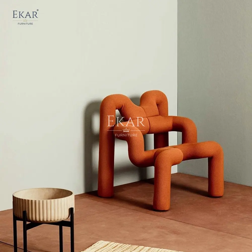 Modern Metal Frame Spider-Shaped Lounge Chair with High-Density Foam