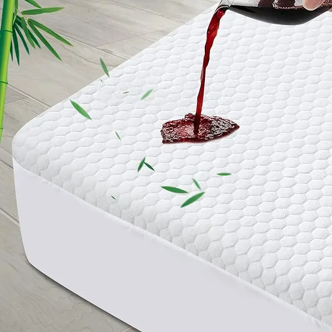 Waterproof King Size Mattress Protector, Viscose Made from Bamboo 3D Cooling Breathable Air Fabric Soft Mattress Pad Cover