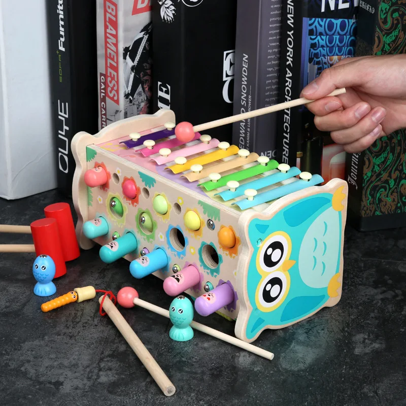 Multi-functional early education owl whack-a-mole tapping and tapping action training concentration toy