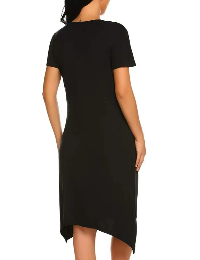 OEM women fashion print round neck short sleeve irregular hem breastfeeding dresses maternity outerwear maternity nursing dress