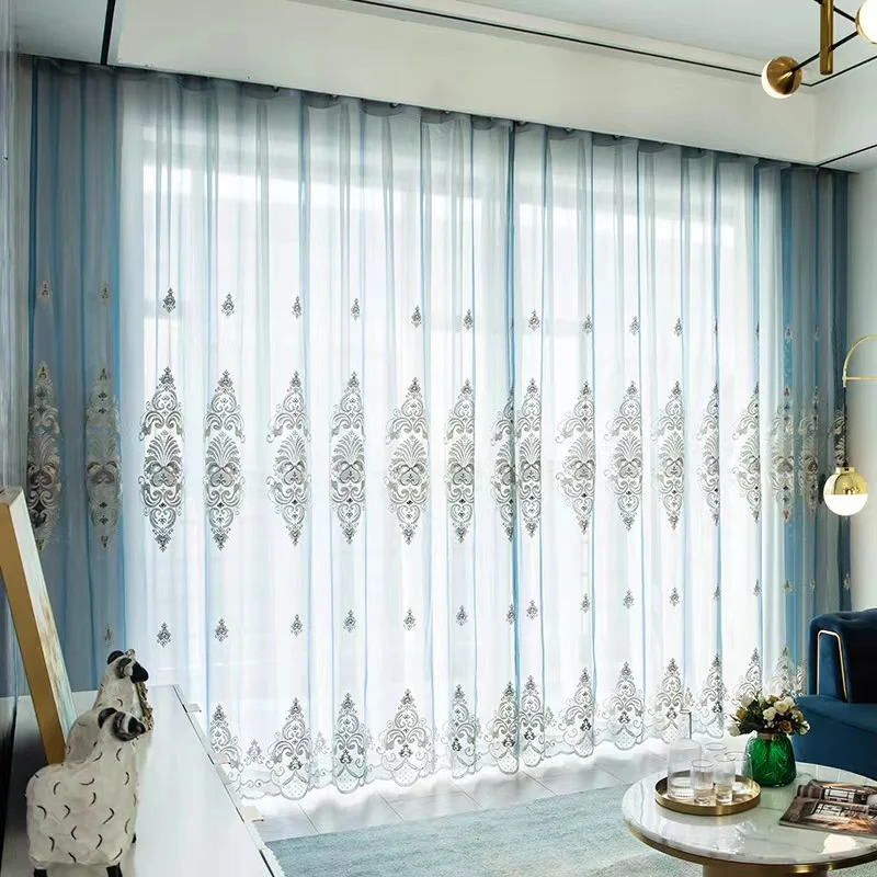 European Luxury Customization Ready Made Finished Embroidery Curtain For Living Room