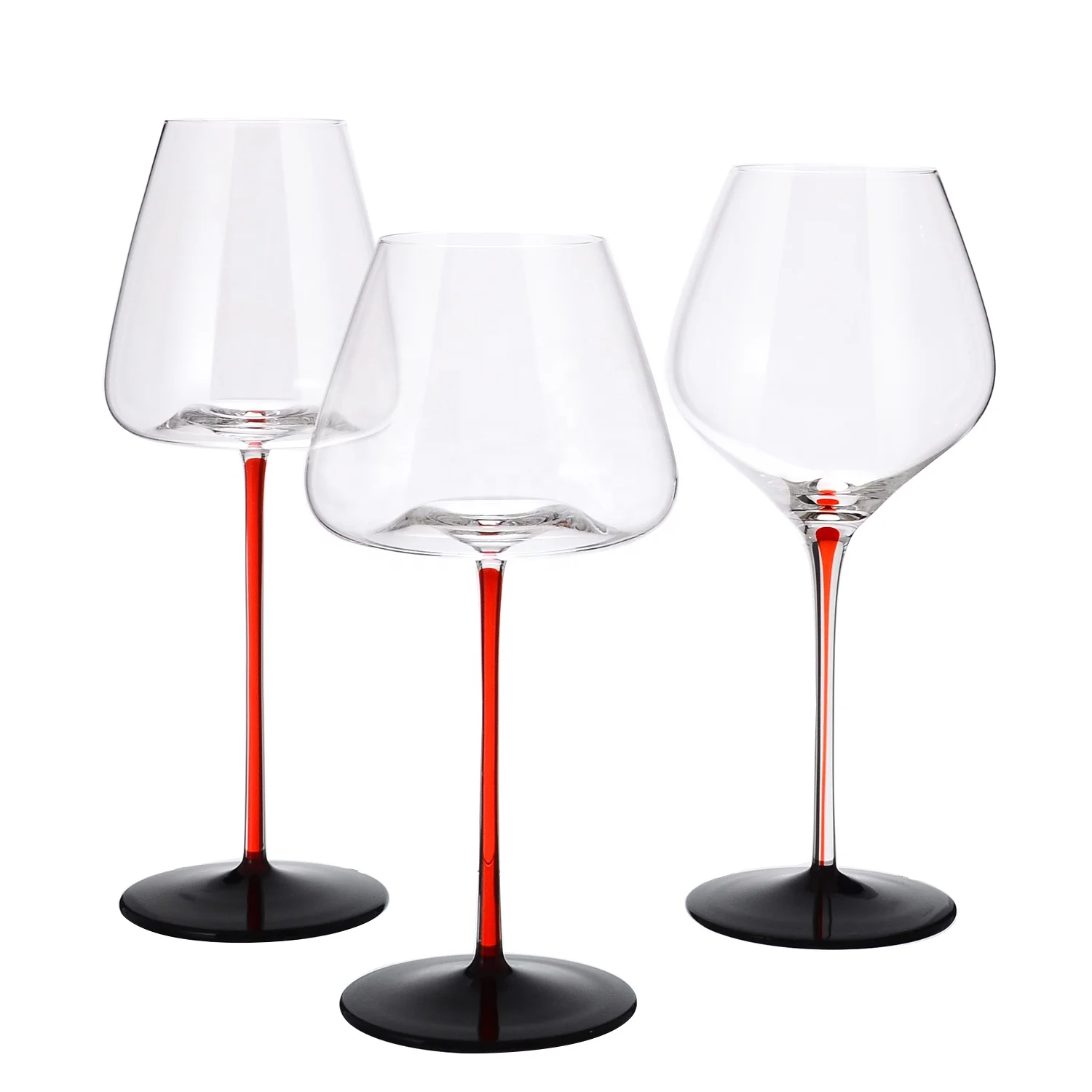 Samyo Custom Long Stem Red Wine Glass Hand Blown Crystal Burgundy Wine Glasses for Birthday wedding
