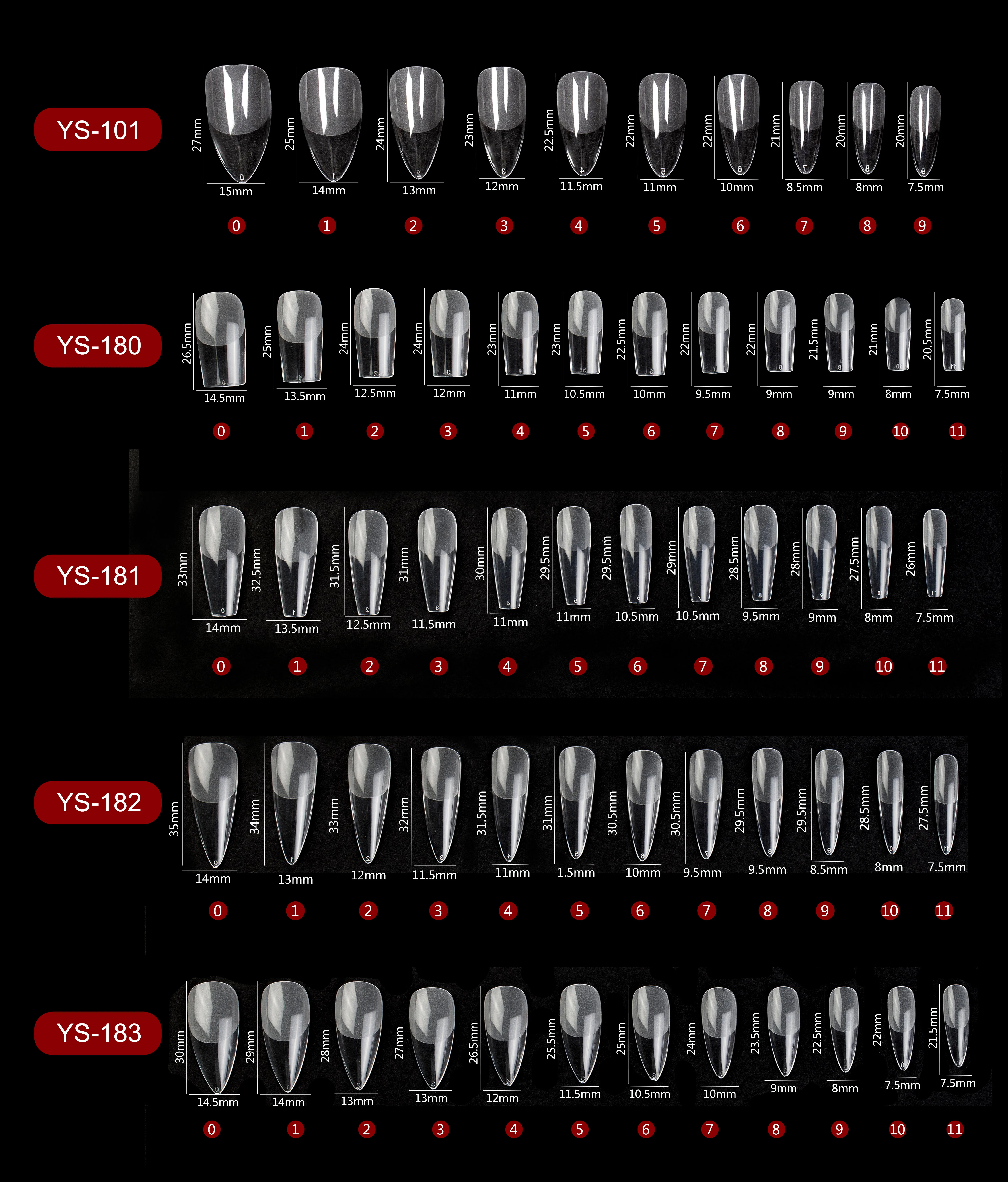 Low Moq high quality 12 sizes press on nail gel tips