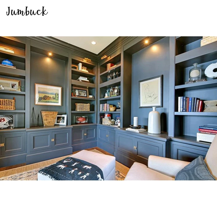 
 Высококачественный деревянный книжный шкаф для гостиной с синей краской  