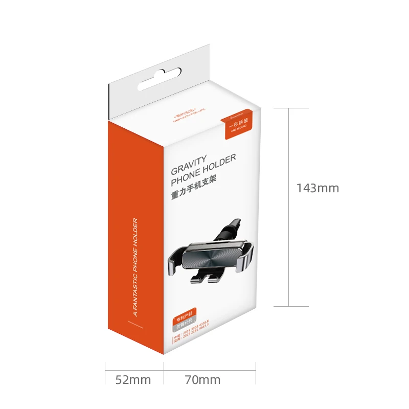 360 Degree Rotation Universal Aluminium Gravity Black Car Phone Holder For Car