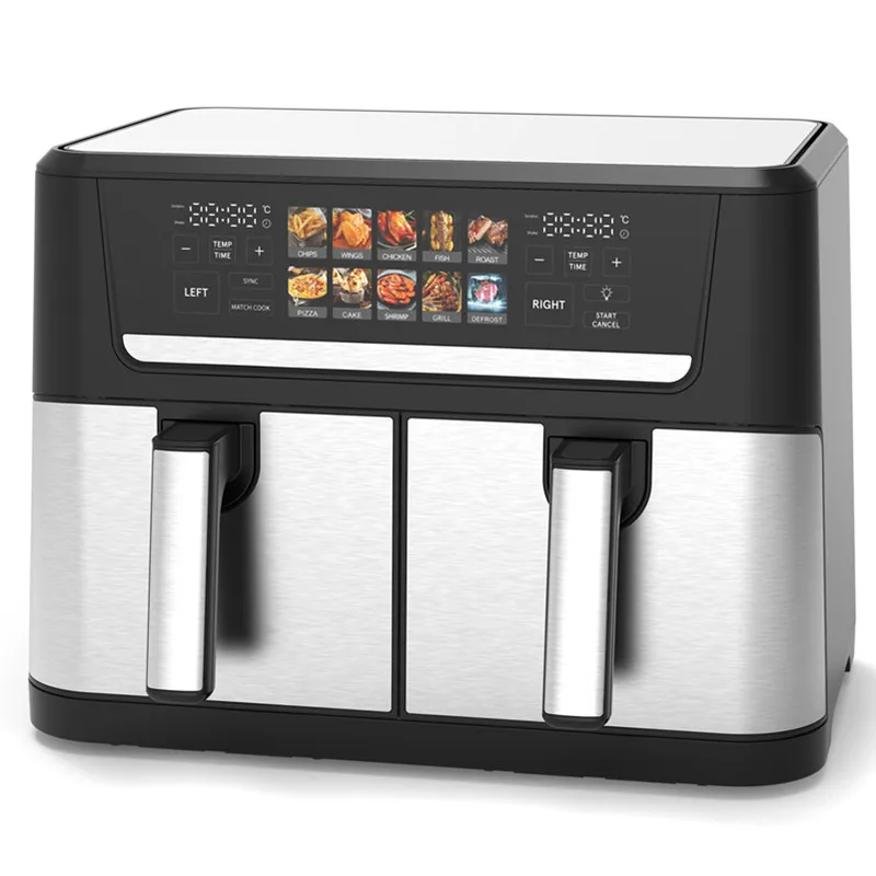Dual Air Fryer Oven 12L 2800W With 2 Independent Frying Baskets Match Cook for Quick Easy Meals Dishwasher Safe Parts