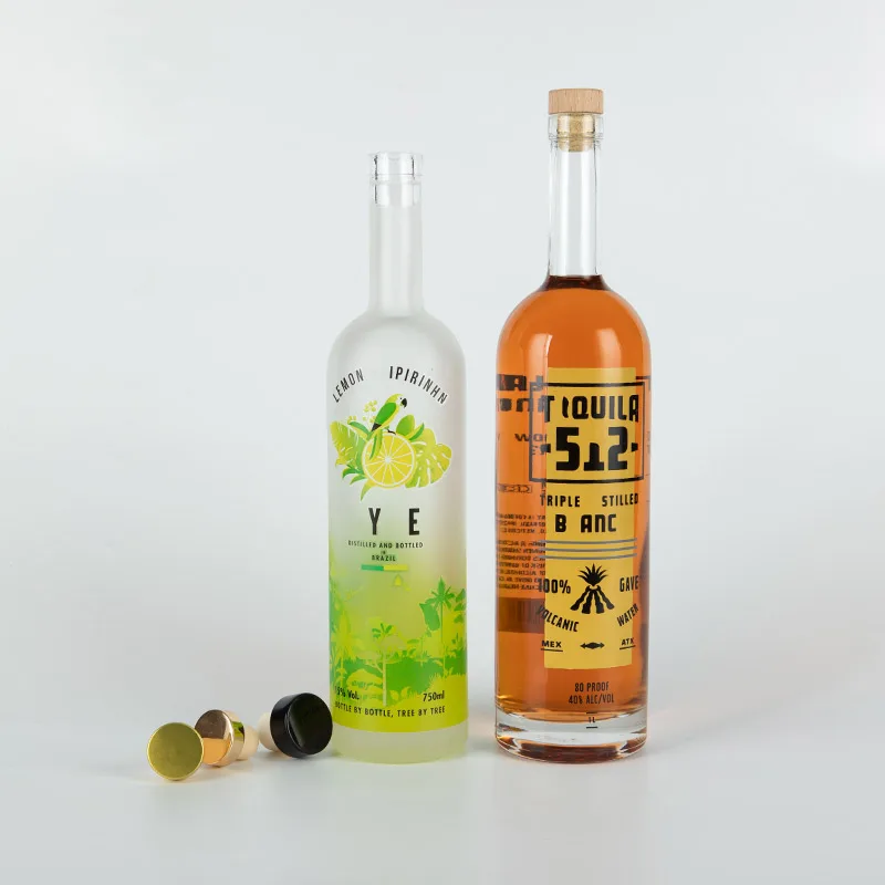 Large liquor bottle 1L custom logo printed tall glass spirits bottle whiskey vodka gin Arizona glass liquor bottles