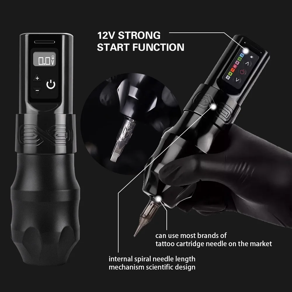 Custom Logo Cordless Adjustable Stroke FLUX FK Iron Max Mini Gun Professional Wireless Tattoo Machine Pen for Sale Beginners