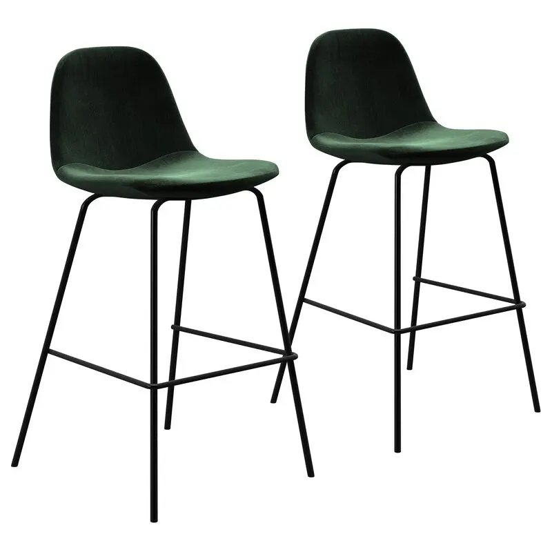 China Luxury  black matte painting legs Upholstered Velvet Bar Stool High Chair