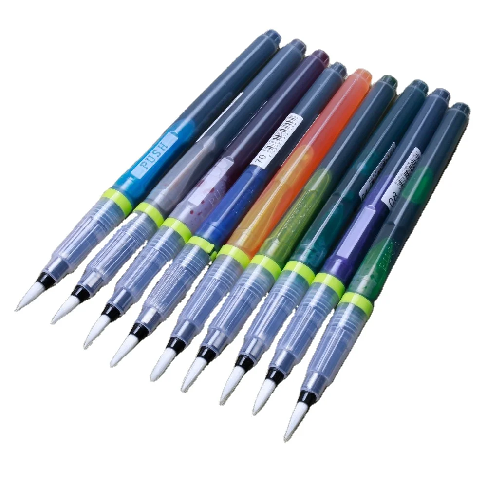 10 colors watercolor brush ink marker pen 10 colors with Japan nylon tip