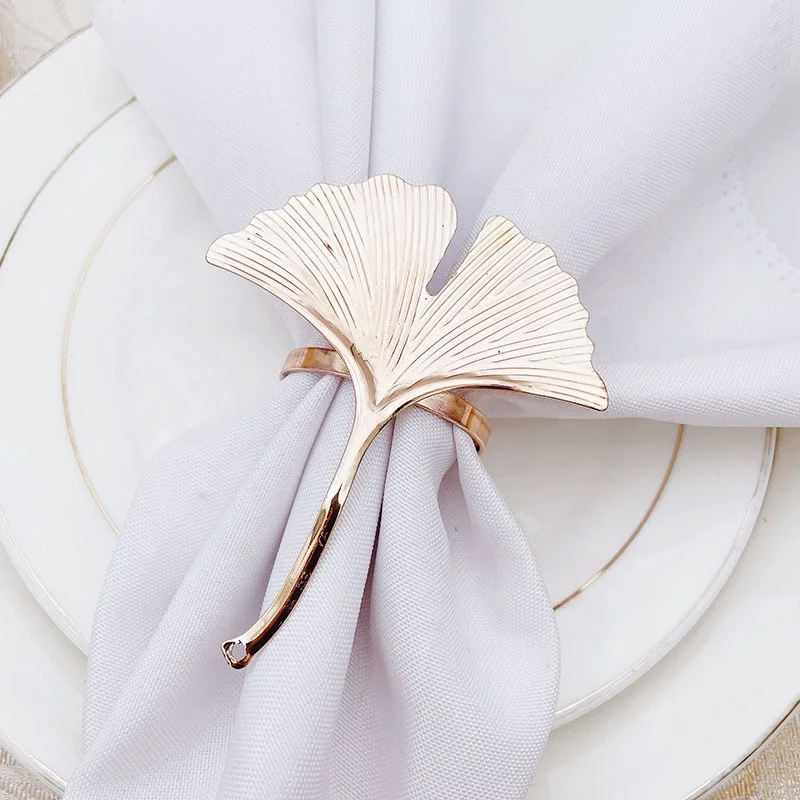 Newest Vintage Ginkgo Leaf Napkin Ring Forest Series Wedding Napkin Buckle   HWL33
