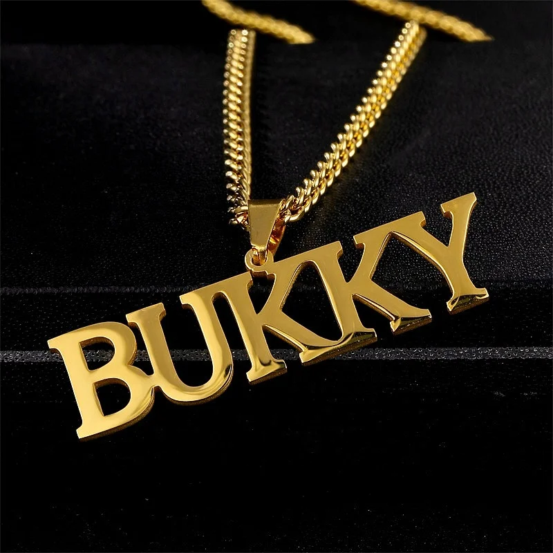 316L Necklaces Pendants for Men Personalized Custom Gold 3mm Cuban Chain Stainless Steel Nameplate Jewelry