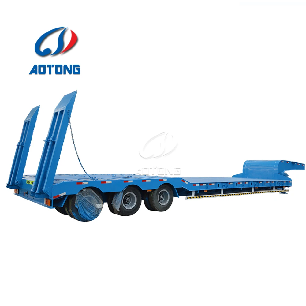 AT-6 axle 3 lines lowbed semi trailer detachable gooseneck 90t-100t load capacity