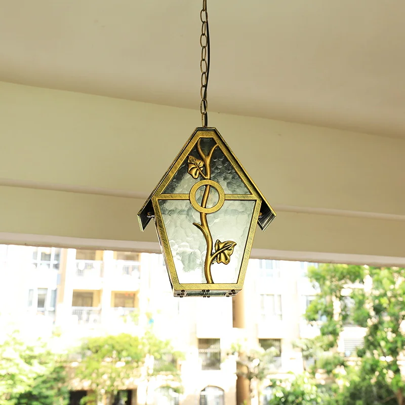 Outdoor retro Rustic Metal loft Vintage industrial aluminium glass Antique waterproof LED Outdoor Chandelier  Pendant lamp