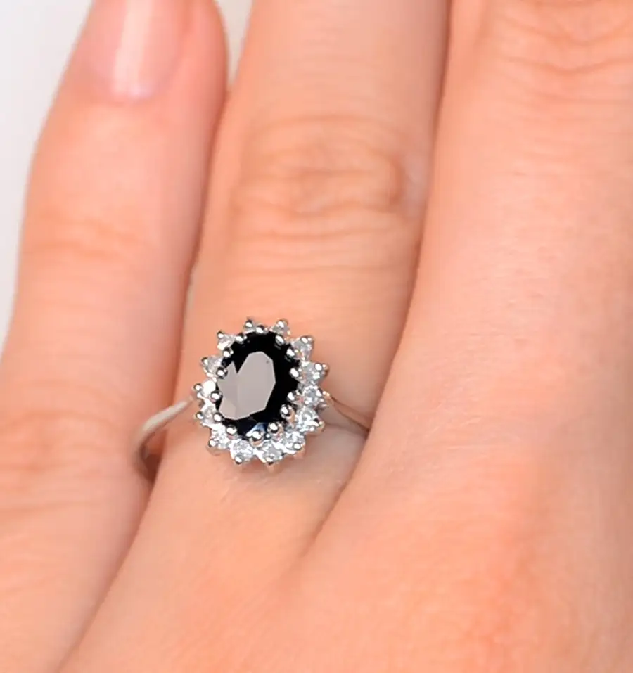 Sapphire Wedding Ring Latest Italy Jewelry Clear and Blue Sapphire Big Stone Ring