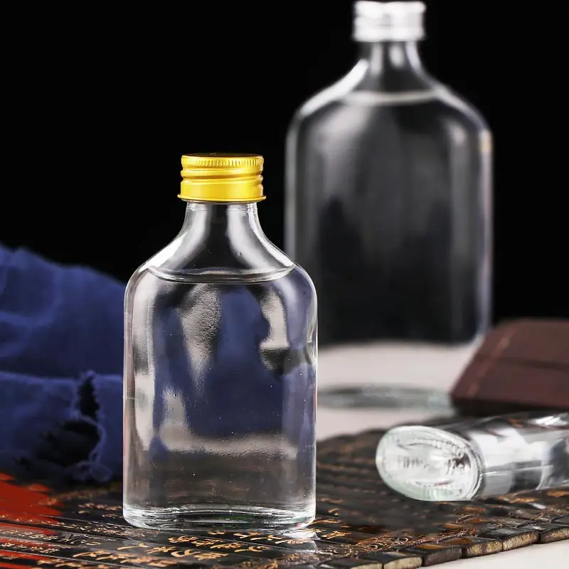 50ml 100ml 200ml 250ml 350ml 500ml Flat Empty Clear Liquor Wine Glass Bottle for Whisky, Rum, Tequila, Vodka, Liquor, Wine