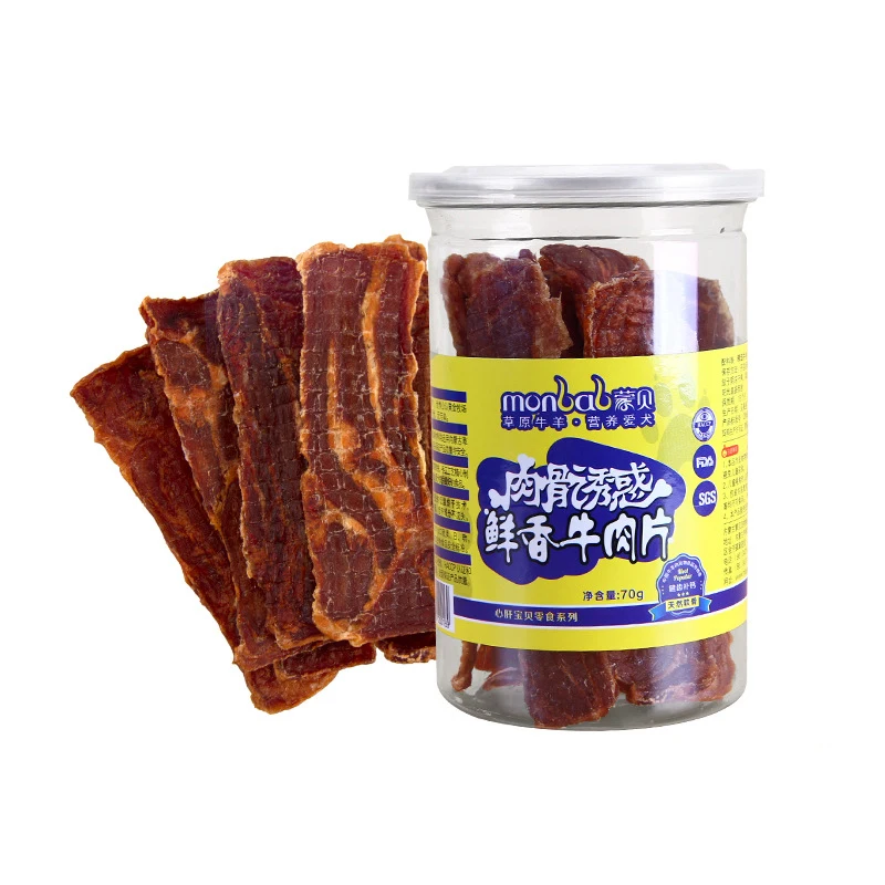 Mengbei Beef Slices Dog Snack Mouth Beef Dried 100g Pet Food High protein pet food