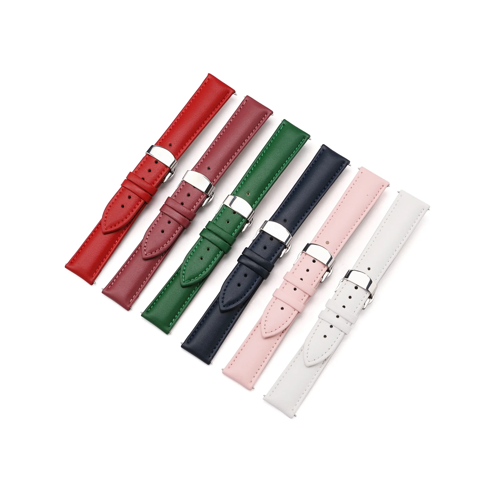 Ремешок из натуральной воловьей кожи для мужчин и женщин, Аксессуары для часов, с застежкой-бабочкой, верхний слой, с простым плетением и стежком, браслет для наручных часов