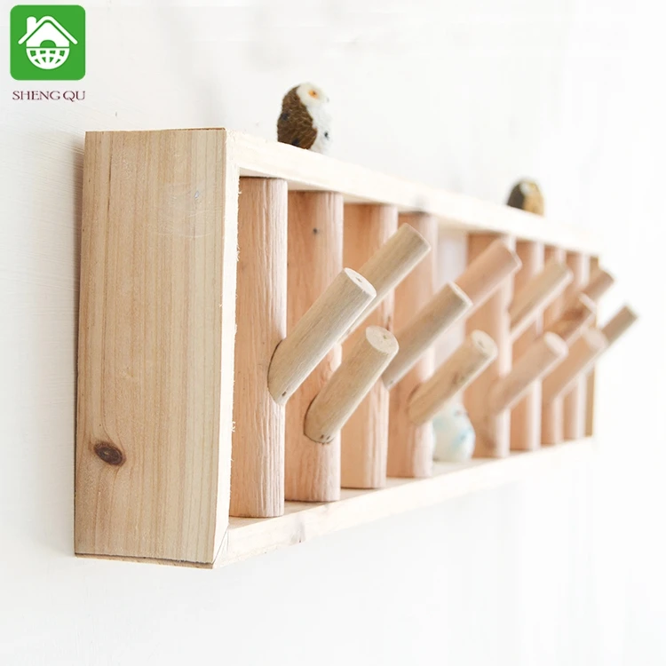 Wholesale Hook Clothes Hanging Rustic Coat Rack Wooden Wall Mounting Hook For Clothes