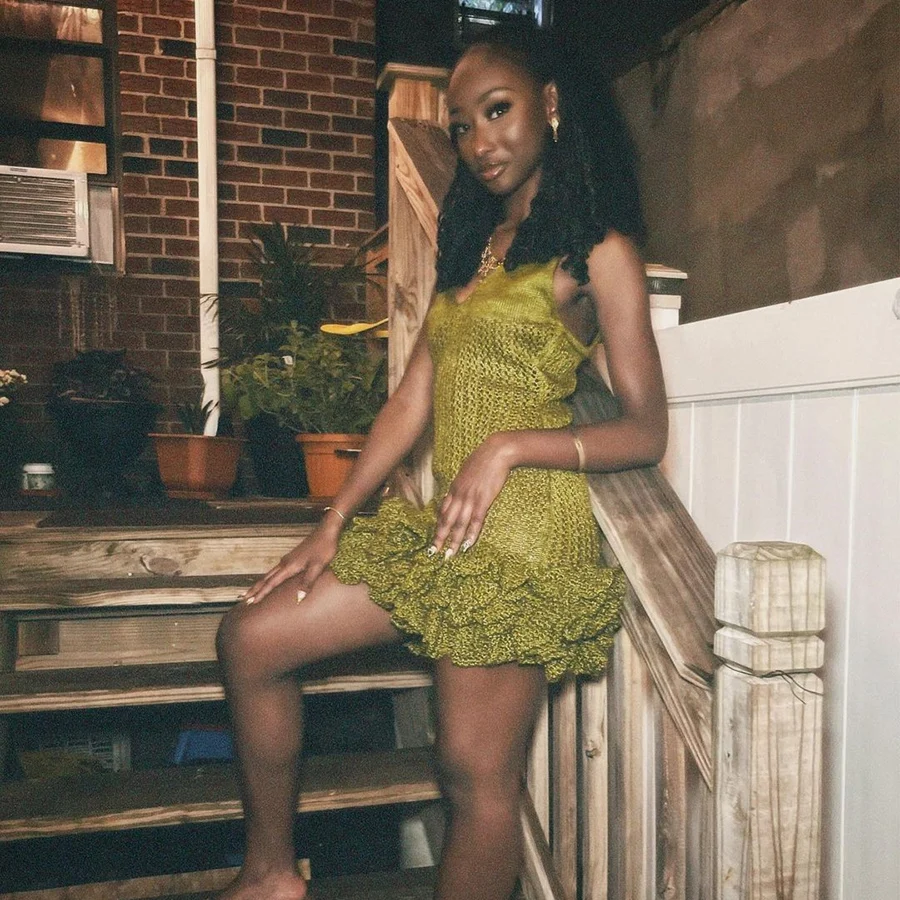 Kliou W23D33287 Women dresses sleeveless v neck falbala solid tight fitting knitted slim dress