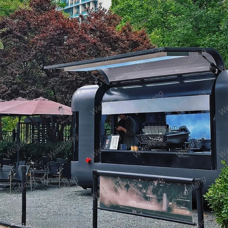 High Quality Square Shape With Full Stainless Steel Kitchen Equipment Food Truck Milk Tea Coffee Mobile Street Food Trailer