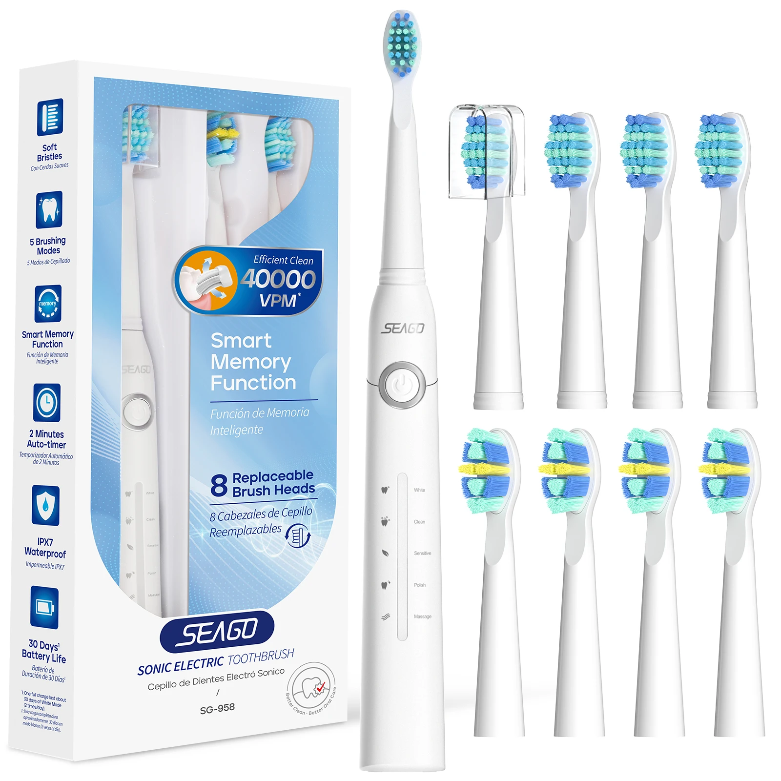 Efficient OEM Wholesale Cleaning High Quality Cosmic Sonic Silicone Smart Electric Tooth brush with Rechargeable Heads Suit