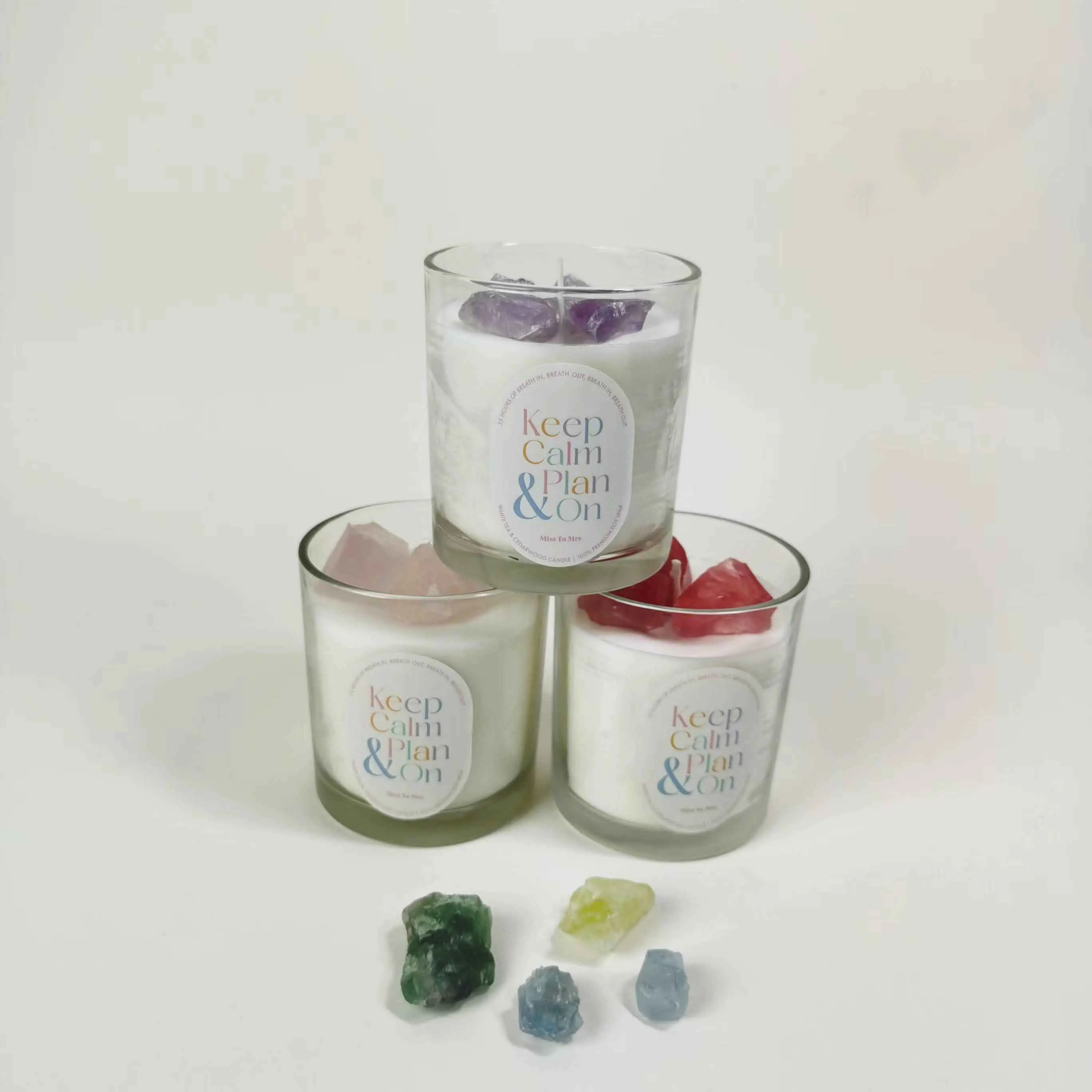 Wholesale luxury scented Soy wax healing crystal candles for chakra, home decor, gift set