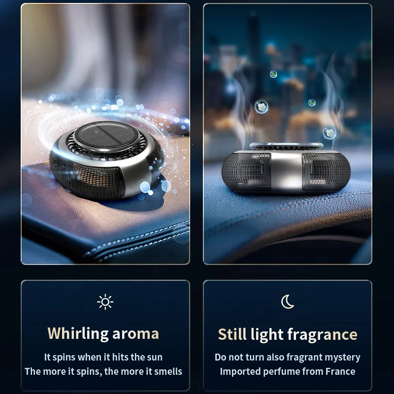 Luxury Solar Rotating Safe Long Lasting Fragrance Remove Odour Natural Beech wood Car Fragrance Aerosol Spray